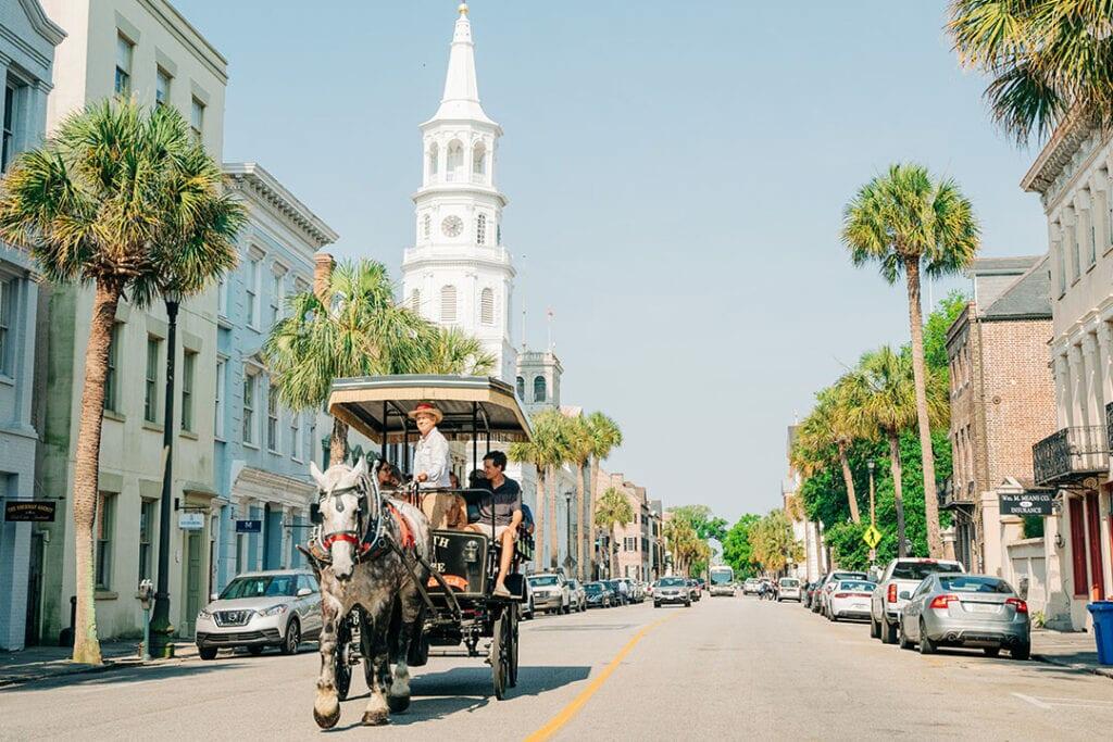 Downtown Charleston SC, and a historic carriage tour