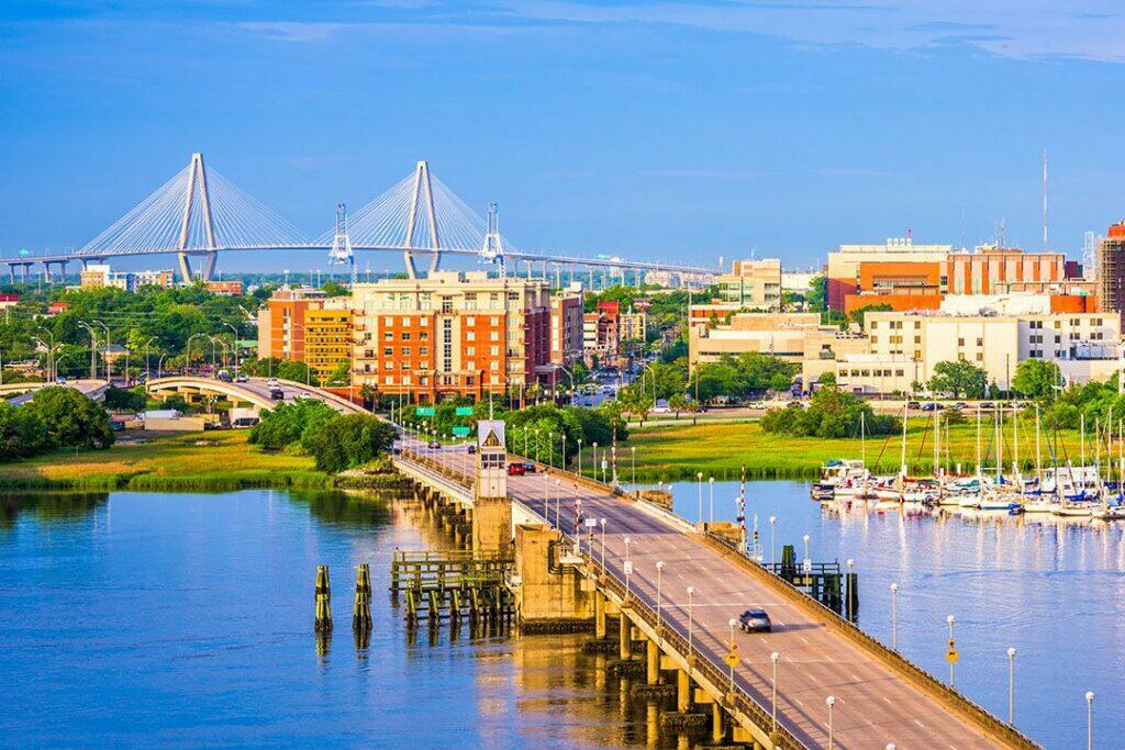 Charleston city bridge over water